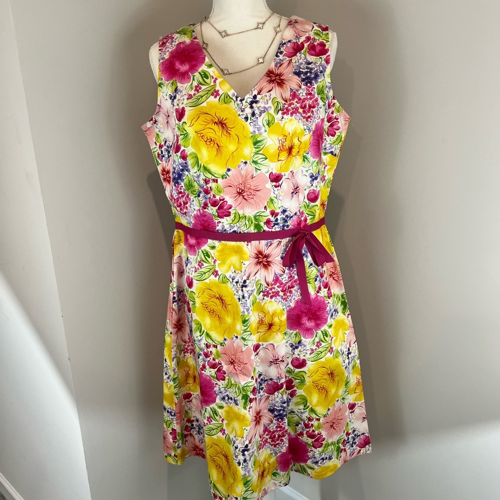 Elementz Yellow and Pink Spring Floral Casual Dress size Large